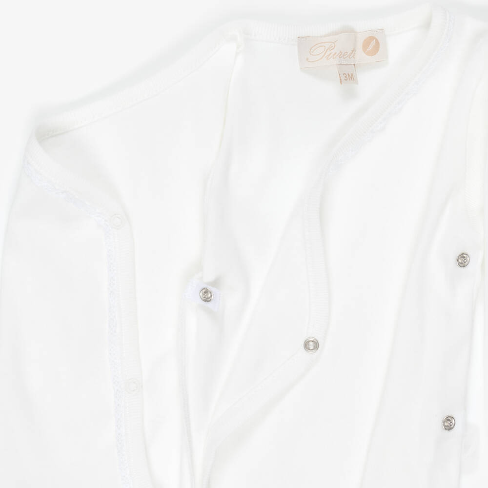 Pureté Du... Bébé-Ivory Cotton Babysuit Set with Lace Trim | Childrensalon