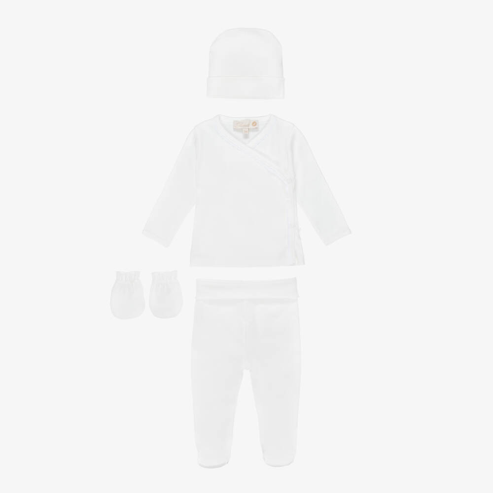 Pureté Du... Bébé-Ivory Cotton Babysuit Set with Lace Trim | Childrensalon