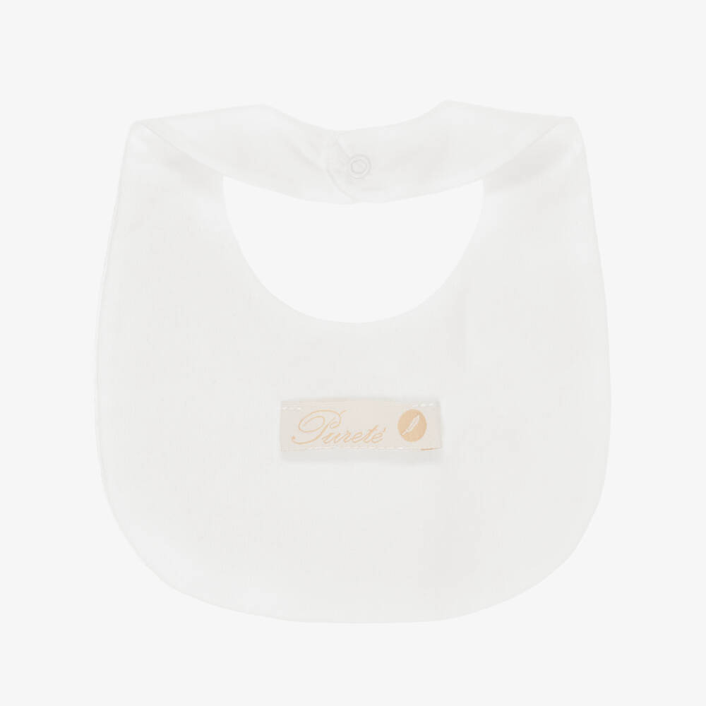 Pureté Du... Bébé-Ivory Cotton Embroidered Bib | Childrensalon