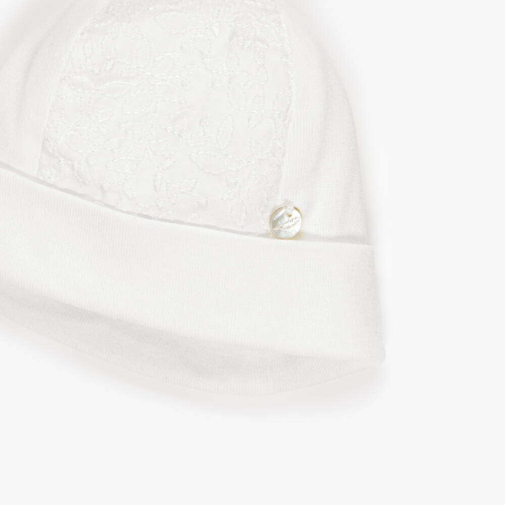 Pureté Du... Bébé-Ivory Cotton Embroidered Layette Hat | Childrensalon