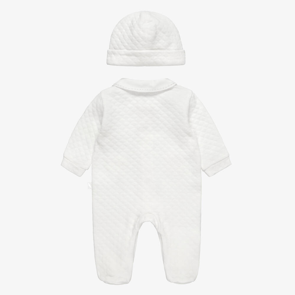 Pureté Du... Bébé-Ivory Diamond-Stitch Jersey Babysuit Set | Childrensalon