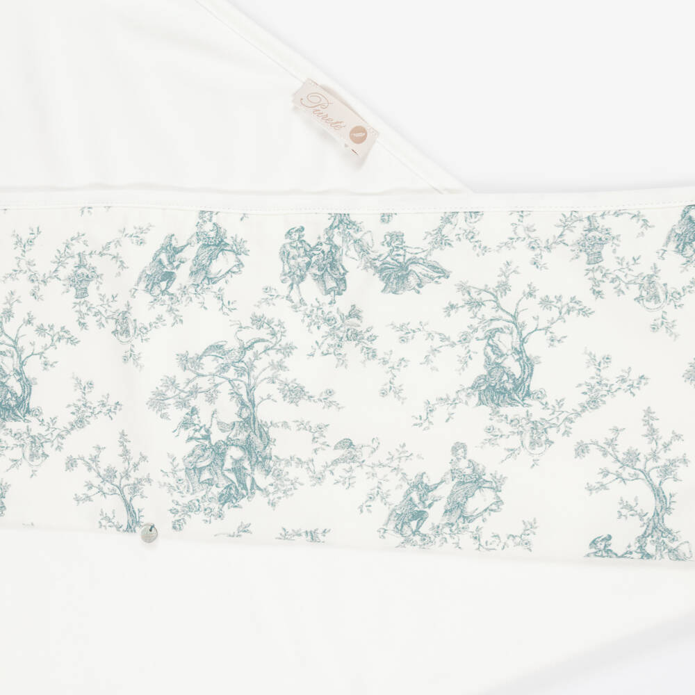 Pureté Du... Bébé-Ivory & Green Toile De Jouy Velour Baby Blanket (76cm) | Childrensalon