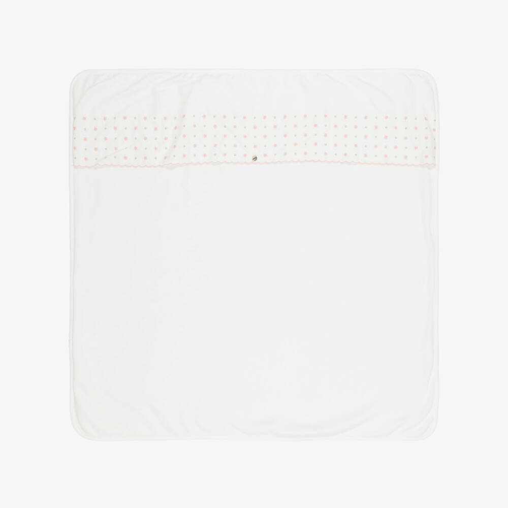 Pureté Du... Bébé-Ivory Velour Blanket with Embroidered Flowers (75cm) | Childrensalon