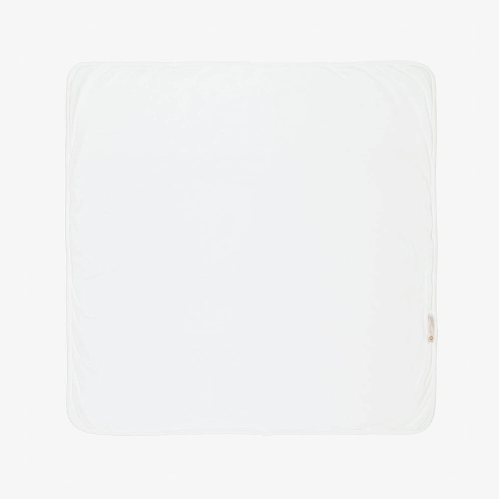 Pureté Du... Bébé-Ivory Velour Blanket with Pink Toile De Jouy Pattern (75cm) | Childrensalon
