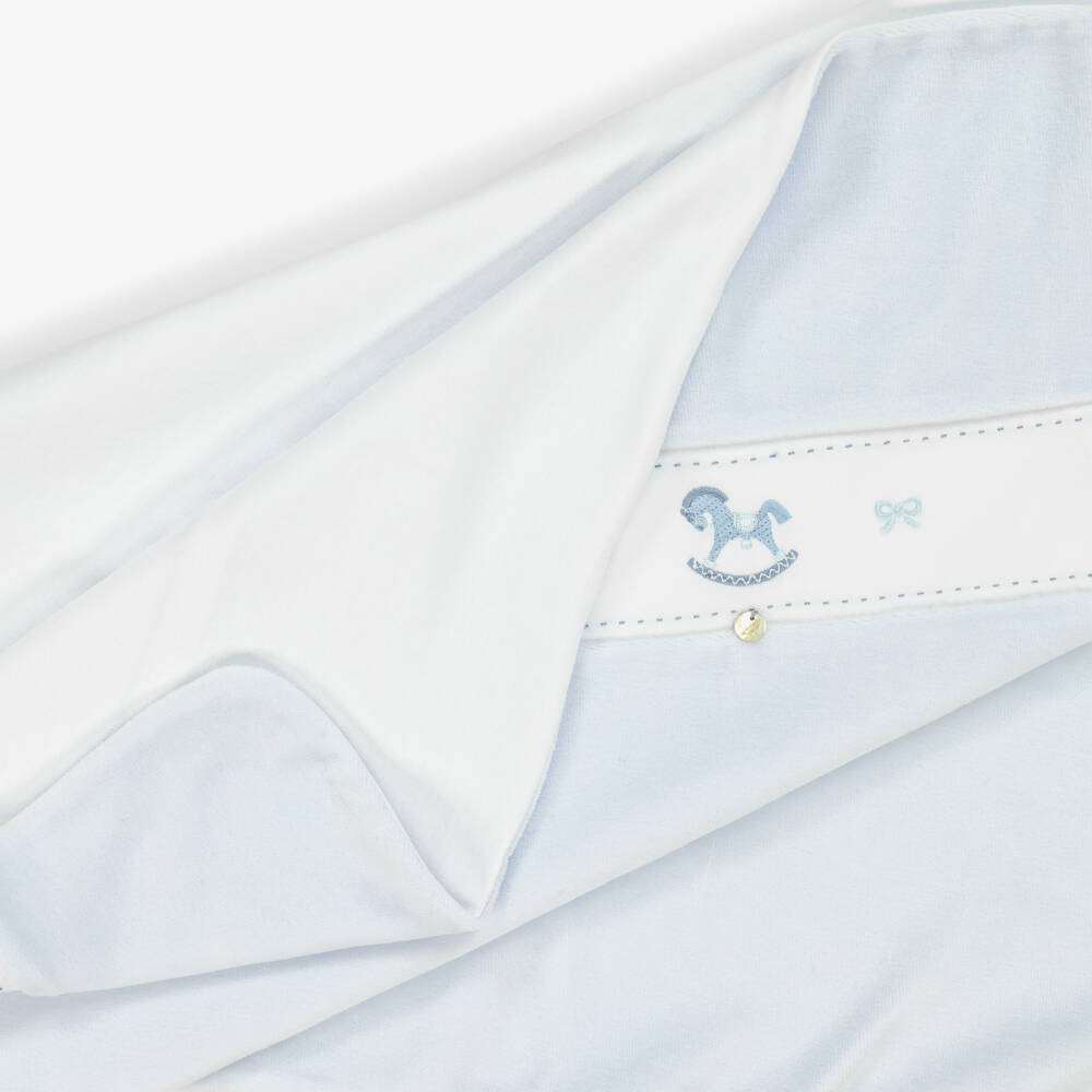 Pureté Du... Bébé-Pale Blue Velour Rocking Horse Blanket (75cm) | Childrensalon