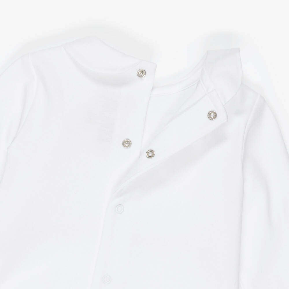 Pureté Du... Bébé-White & Beige Embroidered Cotton Babygrow | Childrensalon