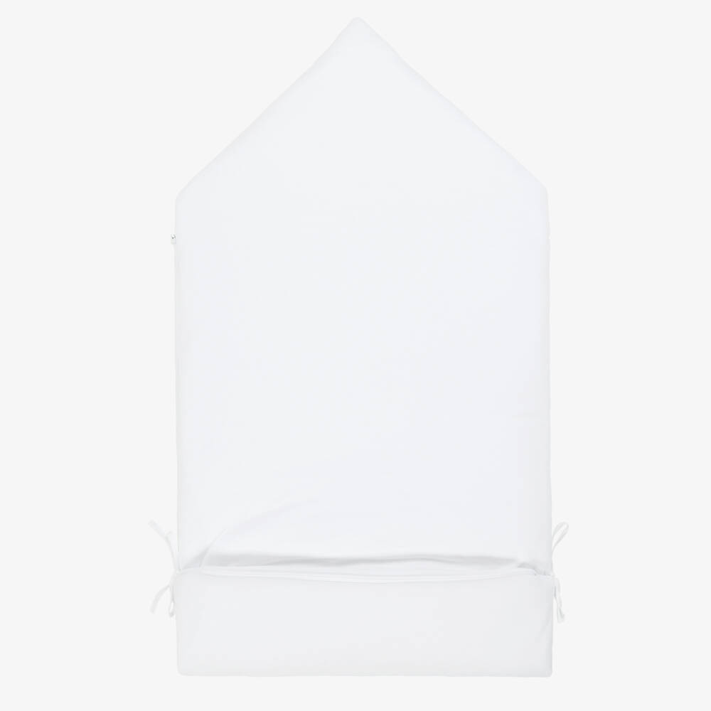 Pureté Du... Bébé-White & Blue Cotton Toile de Jouy Nest (88cm) | Childrensalon