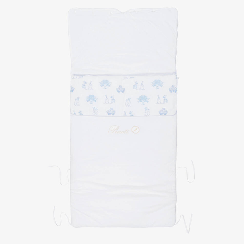 Pureté Du... Bébé-بيبي نيست قطن جيرسي لون أبيض وأزرق للرضع (90 سم) | Childrensalon