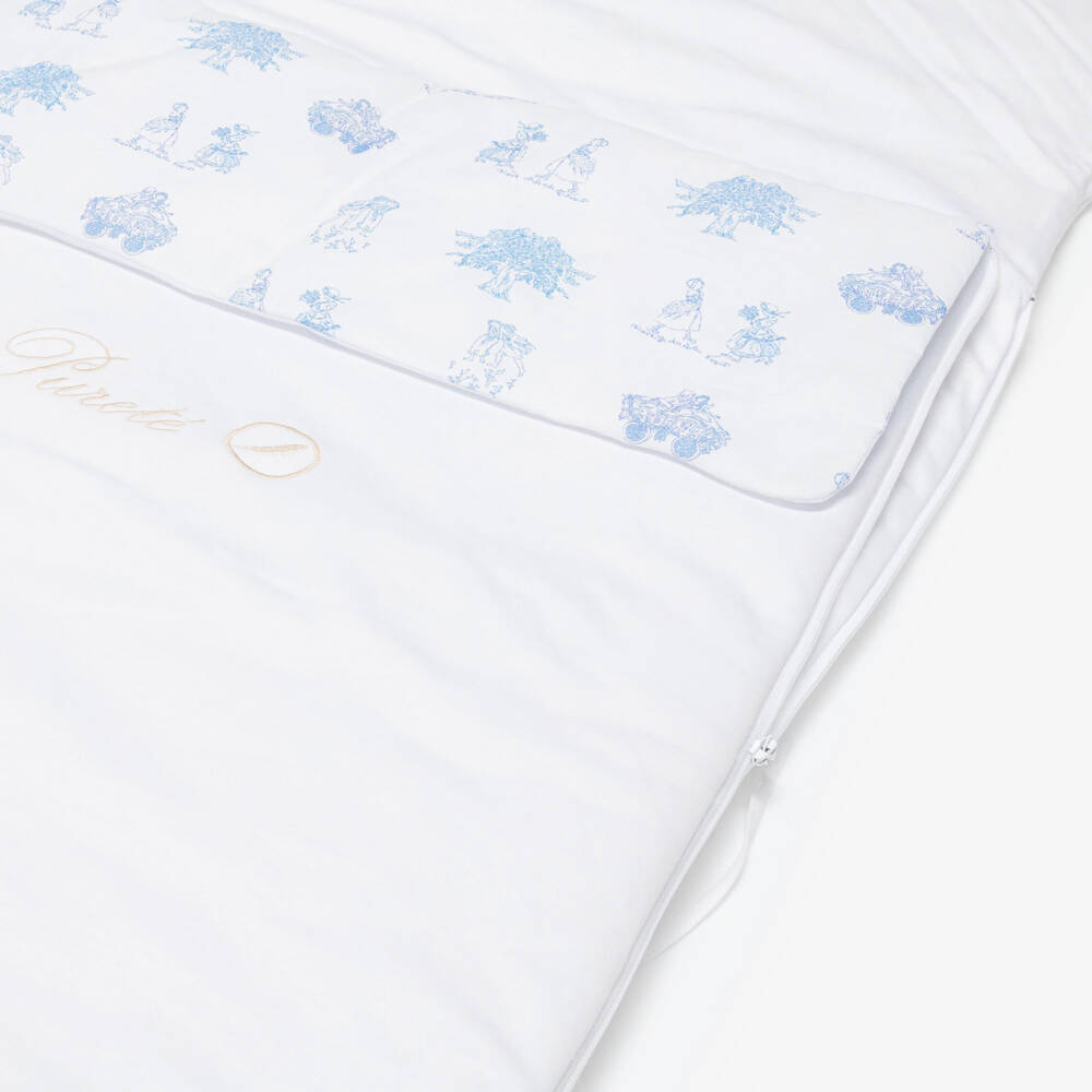 Pureté Du... Bébé-بيبي نيست قطن جيرسي لون أبيض وأزرق للرضع (90 سم) | Childrensalon