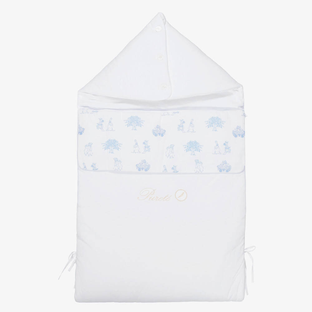 Pureté Du... Bébé-بيبي نيست قطن جيرسي لون أبيض وأزرق للرضع (90 سم) | Childrensalon