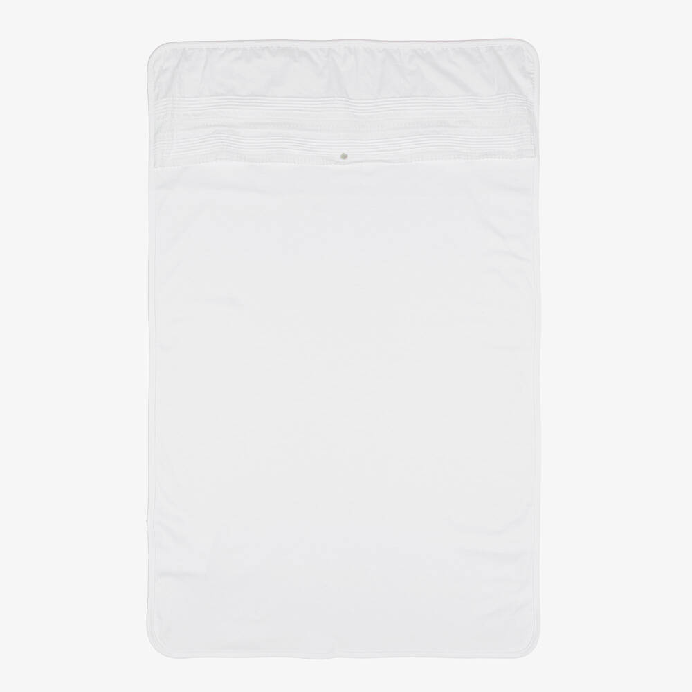 Pureté Du... Bébé-White Cotton Jersey & Lace Baby Blanket (102cm) | Childrensalon