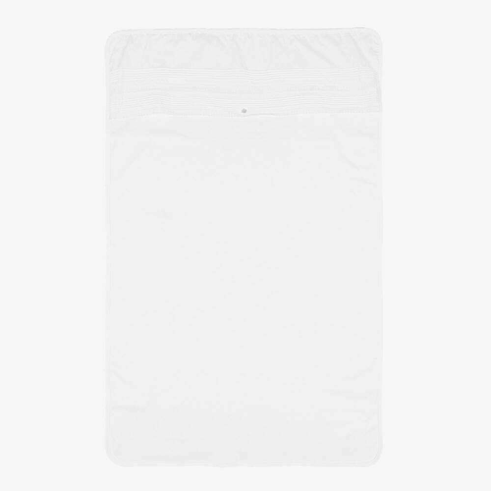 Pureté Du... Bébé-White Cotton Jersey & Lace Baby Blanket (102cm) | Childrensalon