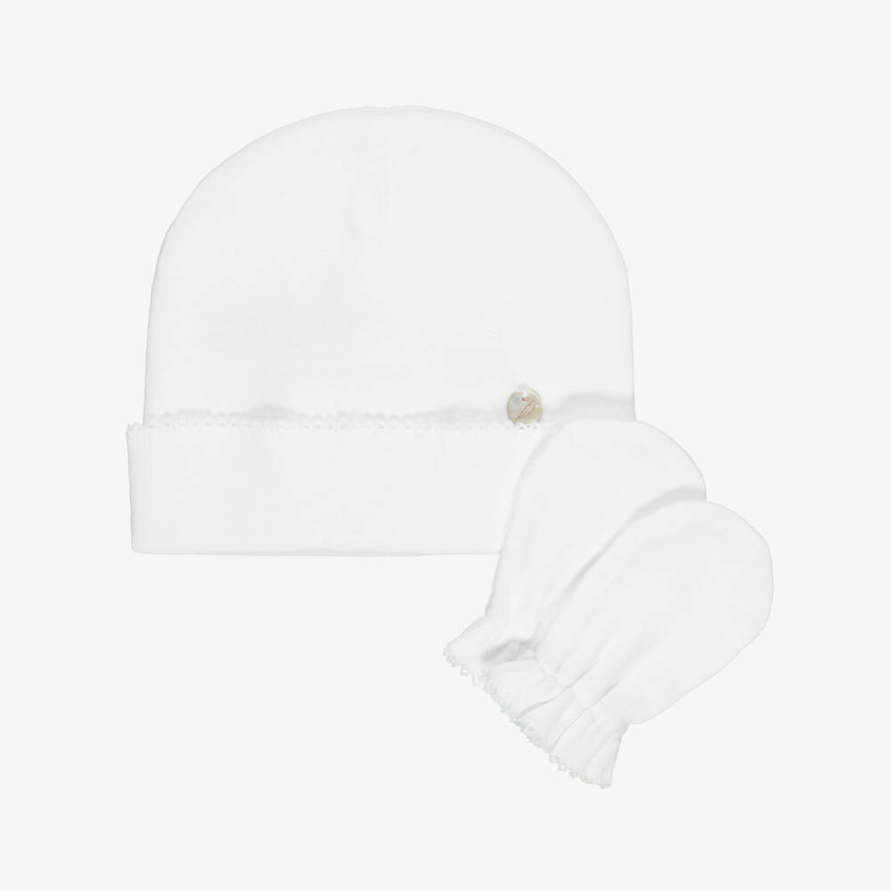 Pureté Du... Bébé-White Layette Hat & Mittens for Baby | Childrensalon