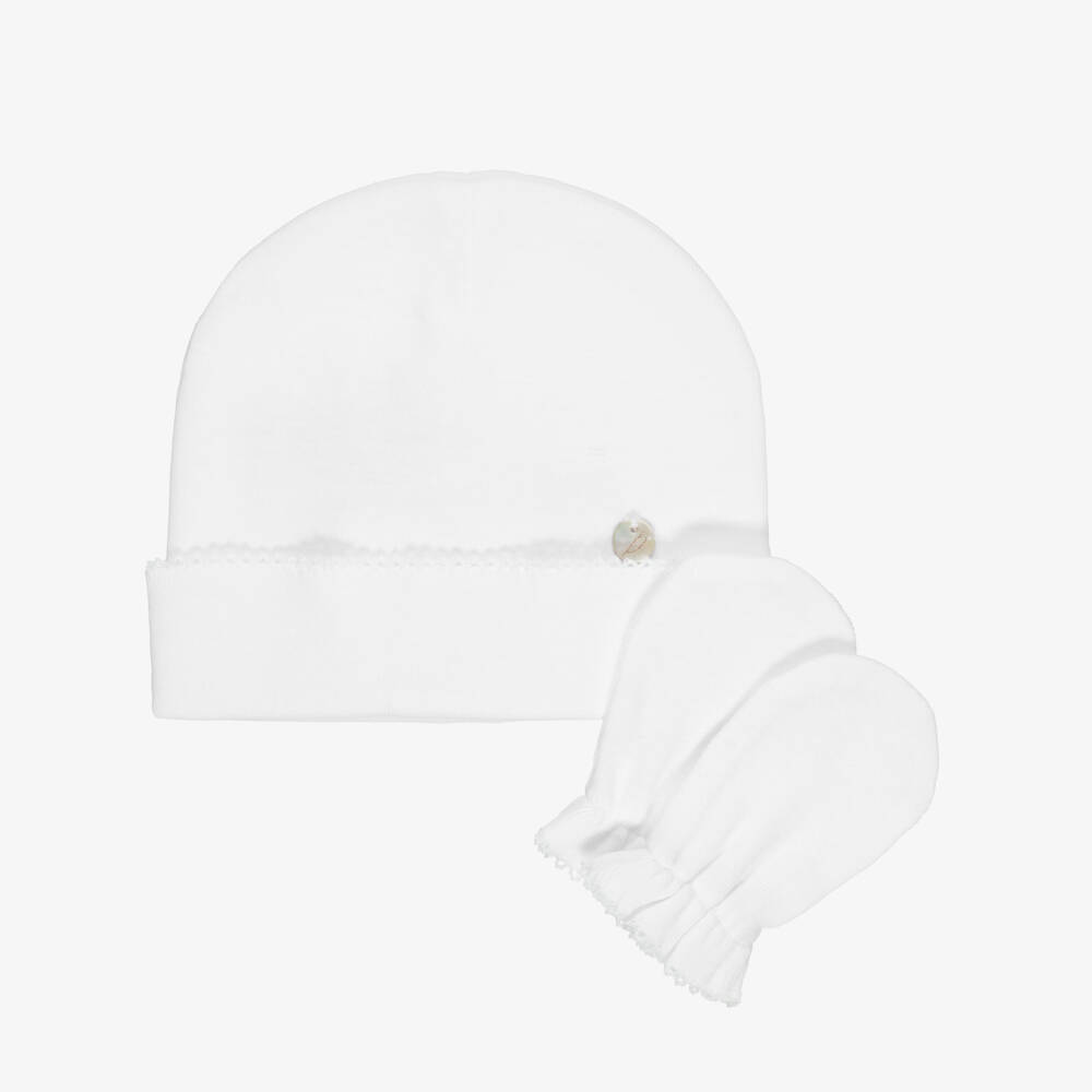 Pureté Du... Bébé-White Layette Hat & Mittens for Baby | Childrensalon