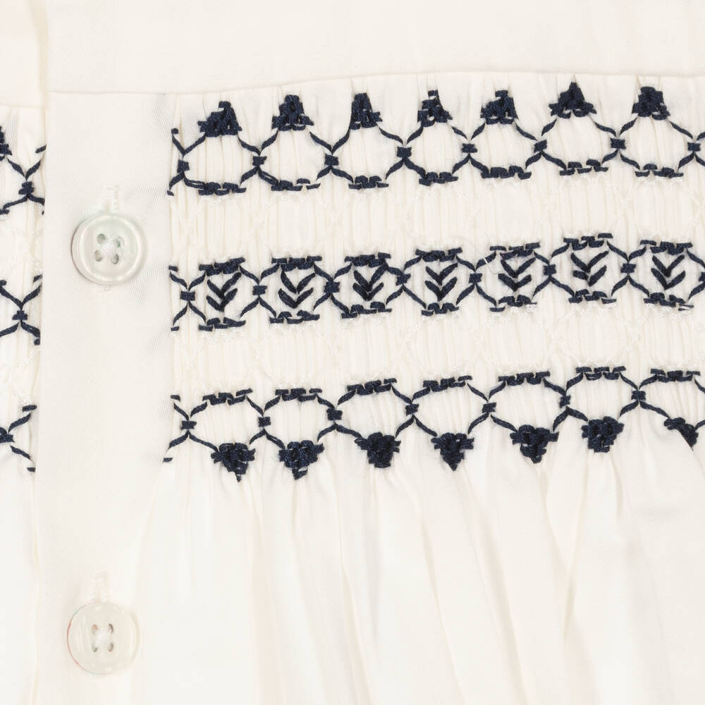 Rachel Riley-Baby Boys Navy Blue Smocked Buster Suit | Childrensalon