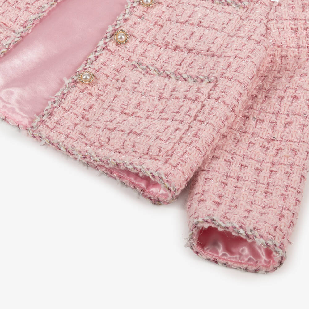 Rachel Riley-Girls Pink Tweed Skirt Set | Childrensalon