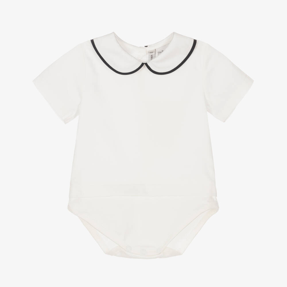 Rachel Riley-Ivory Cotton Short-Sleeved Bodysuit | Childrensalon
