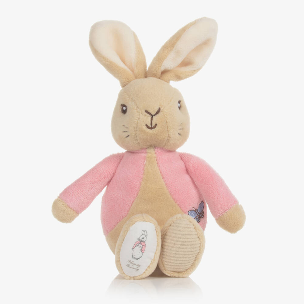 Rainbow Designs-Beige Flopsy Bunny Soft Toy Rattle (21cm) | Childrensalon