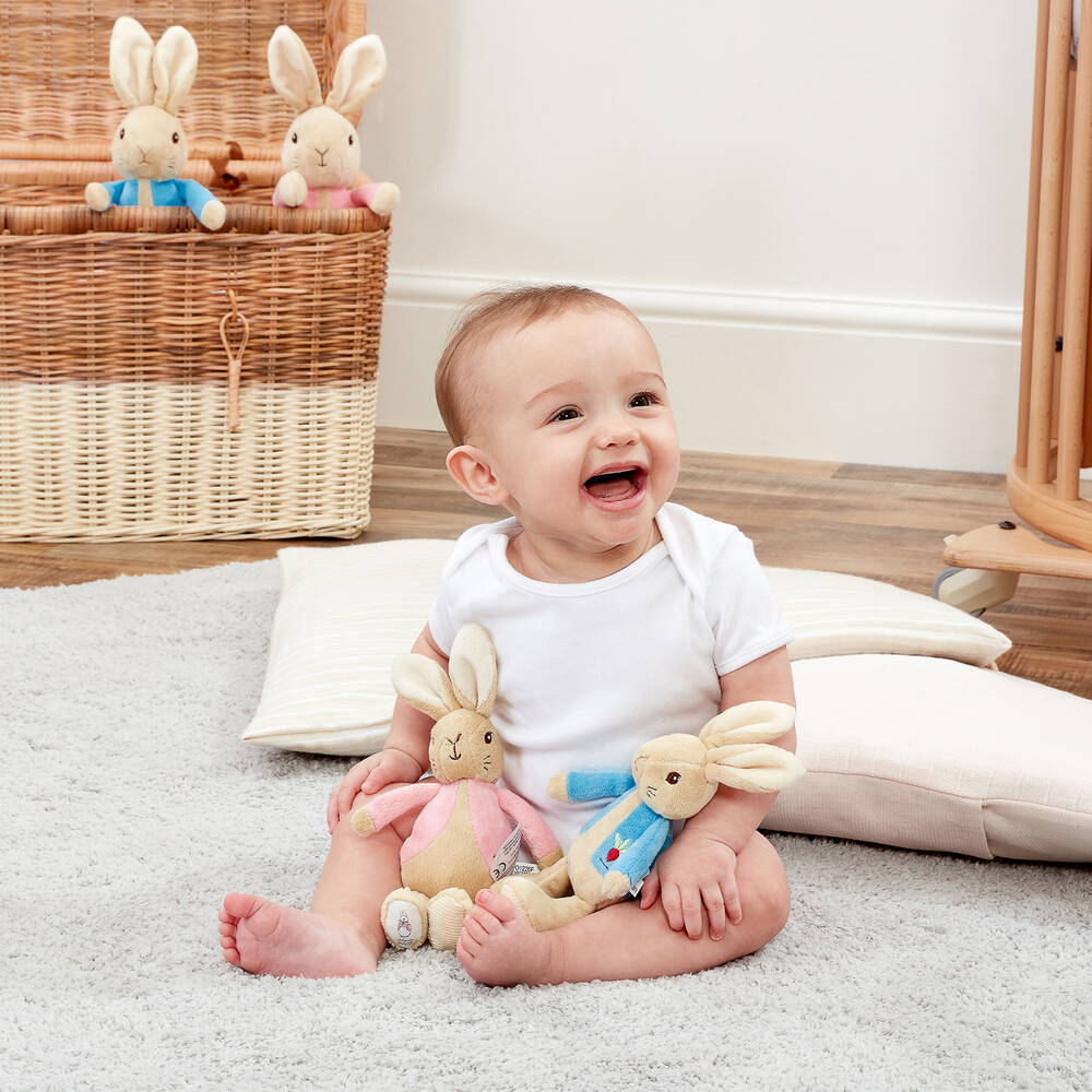 Rainbow Designs-Beige Peter Rabbit Soft Toy Rattle (21cm) | Childrensalon