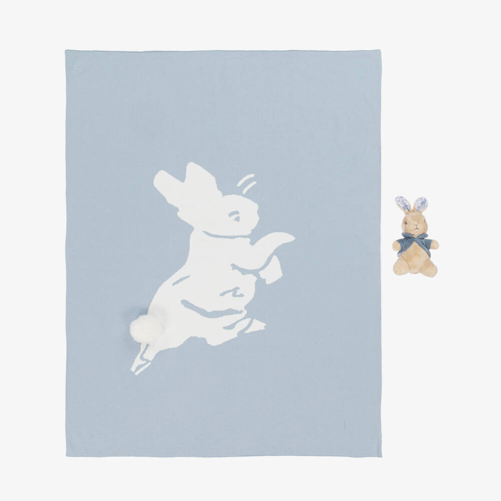 Rainbow Designs-Blue Peter Rabbit Soft Toy & Knitted Blanket Gift Set | Childrensalon