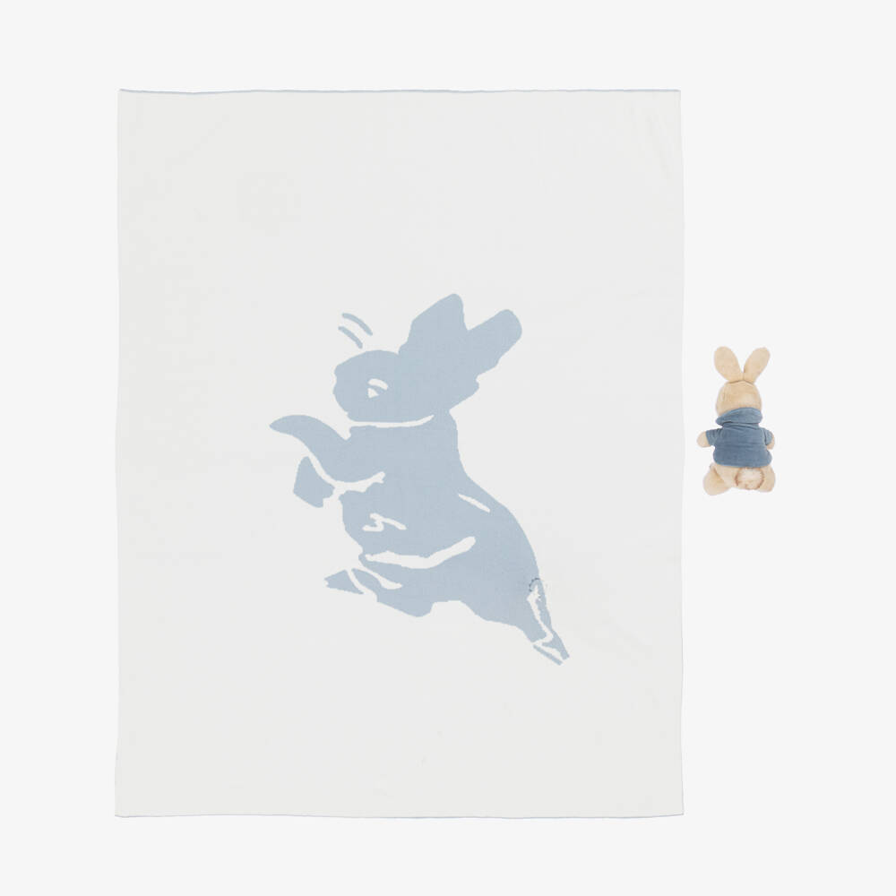 Rainbow Designs-Blue Peter Rabbit Soft Toy & Knitted Blanket Gift Set | Childrensalon
