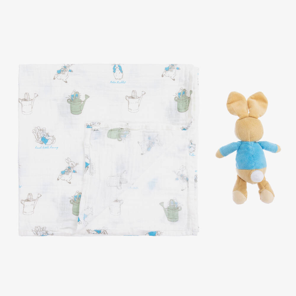 Rainbow Designs-Peter Rabbit Rattle Toy & Muslin Gift Set | Childrensalon