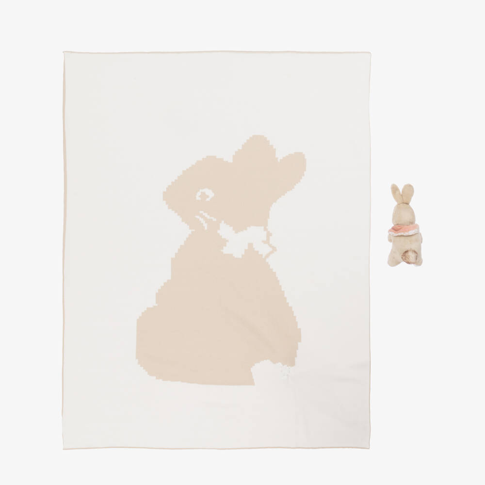 Rainbow Designs-Pink Flopsy Soft Toy & Knitted Blanket Gift Set | Childrensalon