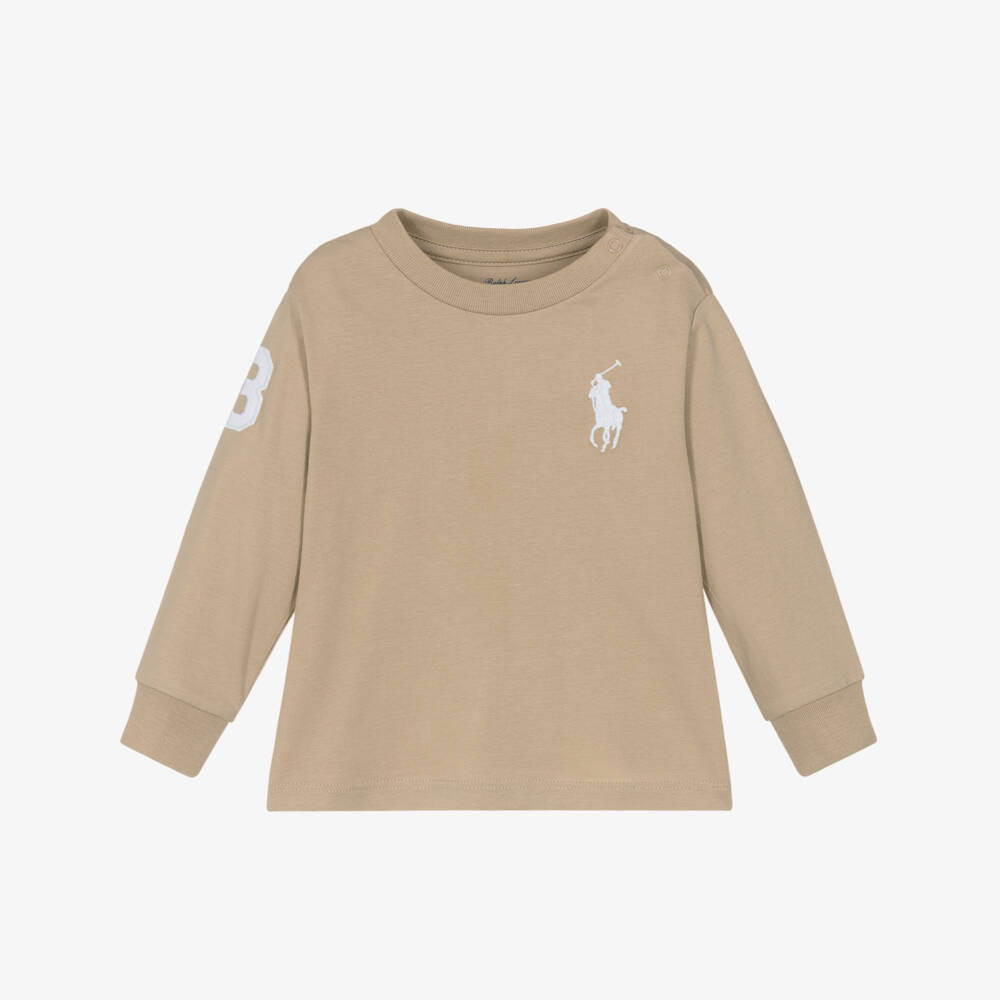 Ralph Lauren-Baby Boys Beige Cotton Big Pony Top | Childrensalon