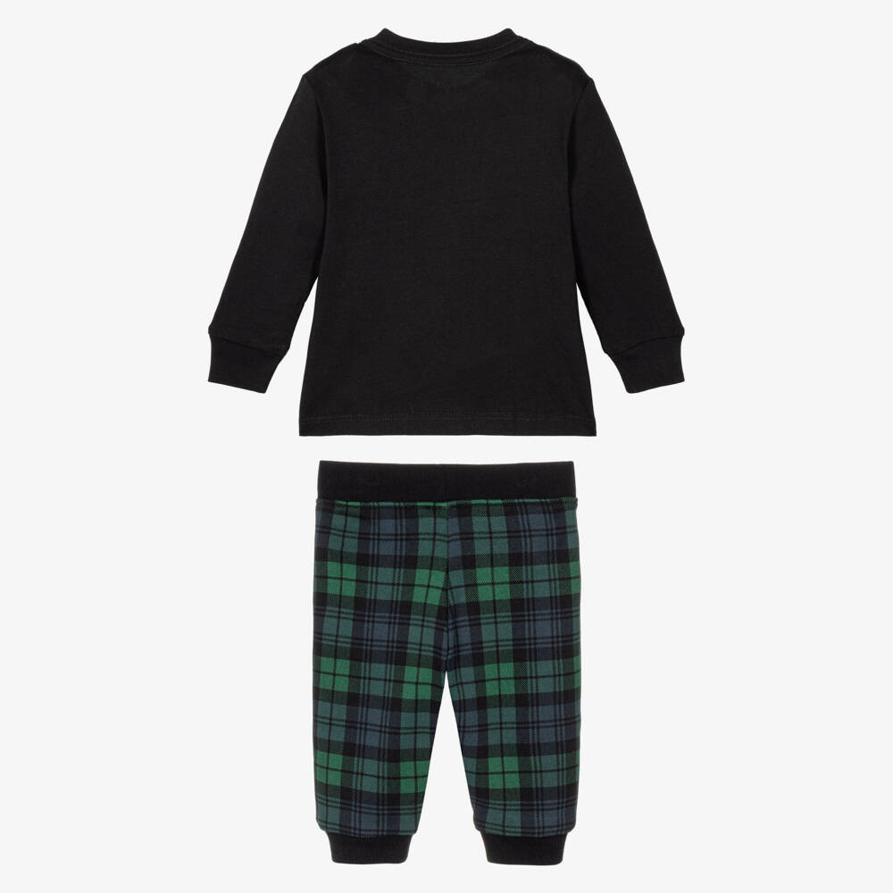Ralph Lauren-Baby Boys Black & Tartan Polo Bear Outfit | Childrensalon