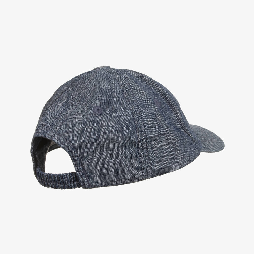 Ralph Lauren-Baby Boys Blue Chambray Polo Bear Cap | Childrensalon