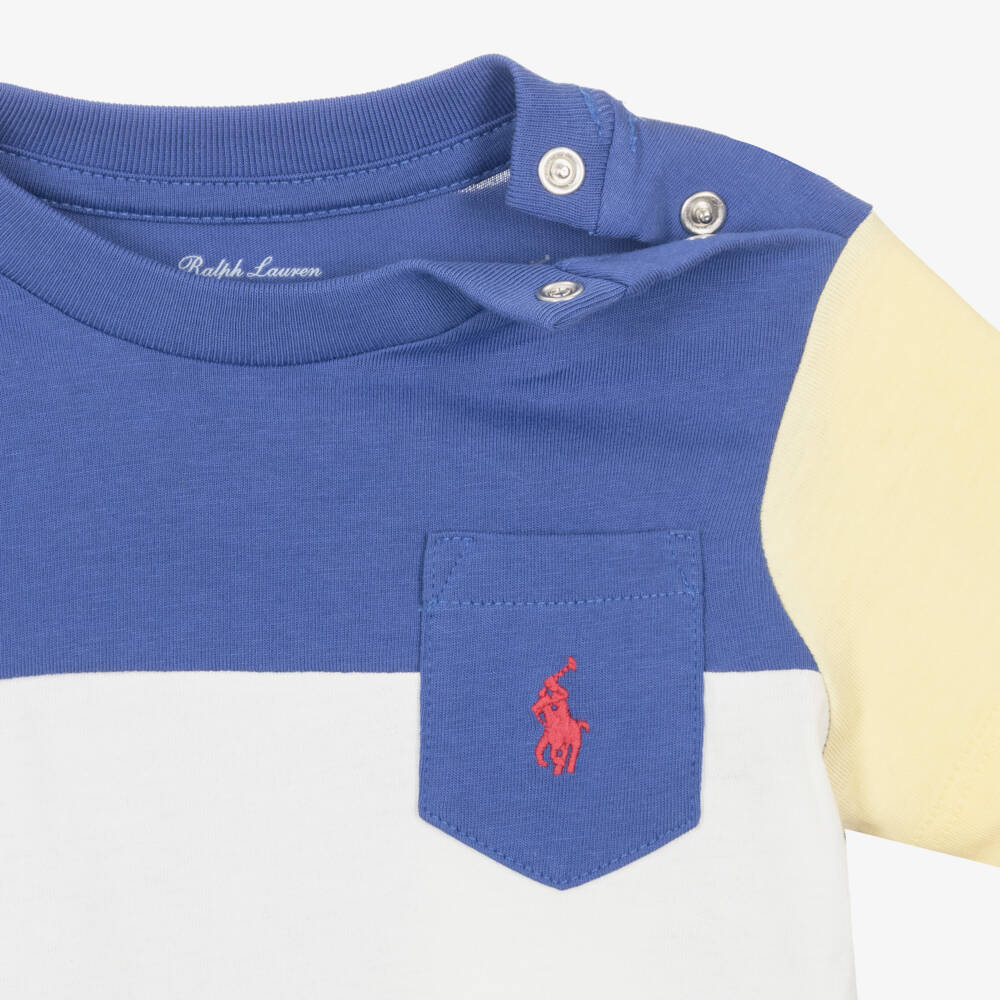 Ralph Lauren-تيشيرت قطن جيرسي بألوان بلوك للأولاد الرضع | Childrensalon