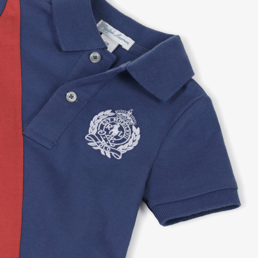 Ralph Lauren-Baby Boys Blue Cotton Jersey Polo Shortie | Childrensalon