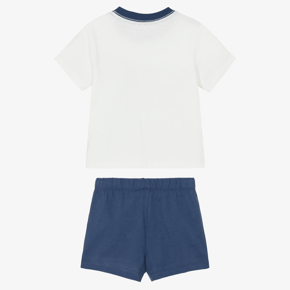 Ralph Lauren-Baby Boys Blue Cotton Jersey Shorts Set with Polo Bear Logo | Childrensalon