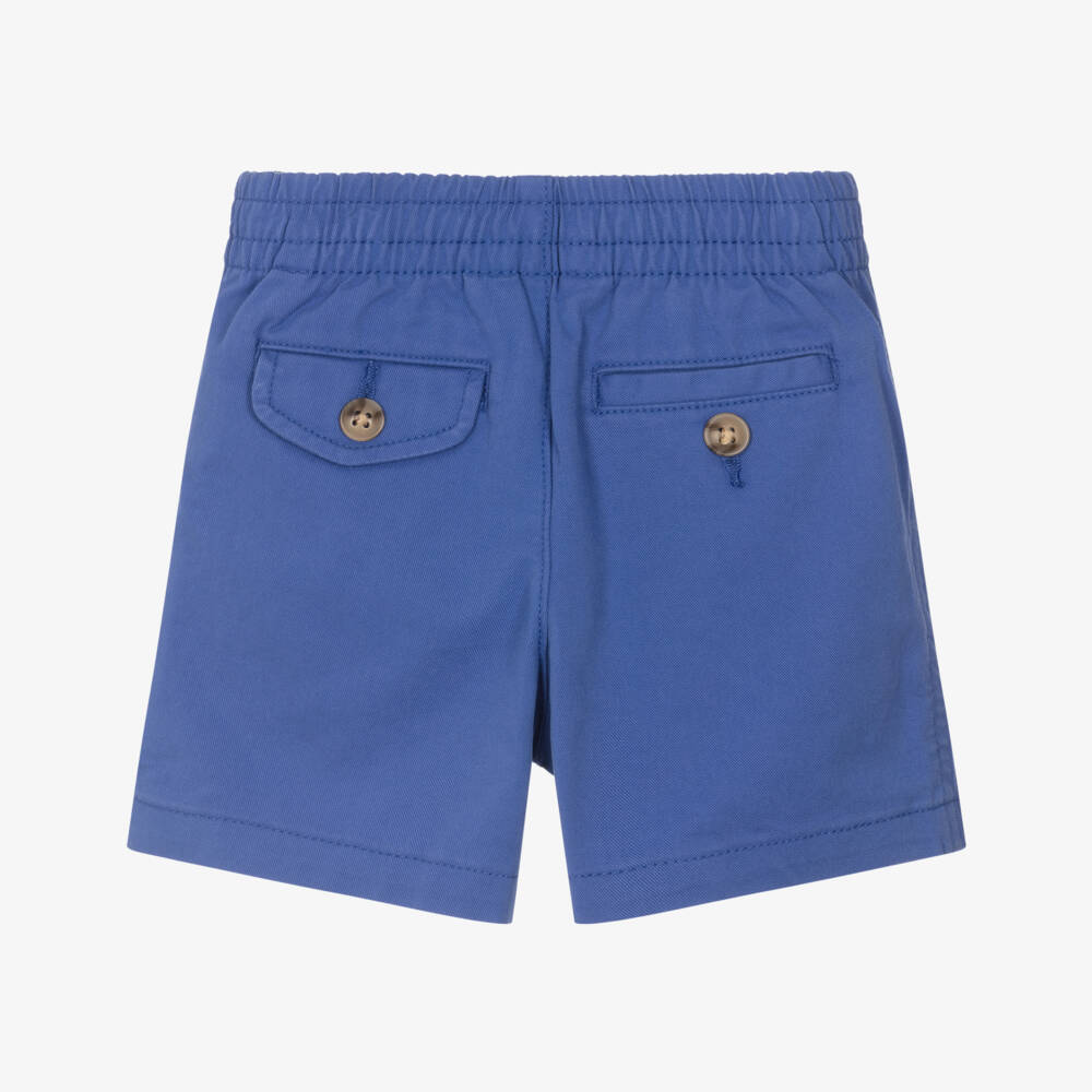 Ralph Lauren-Baby Boys Blue Cotton Twill Shorts | Childrensalon