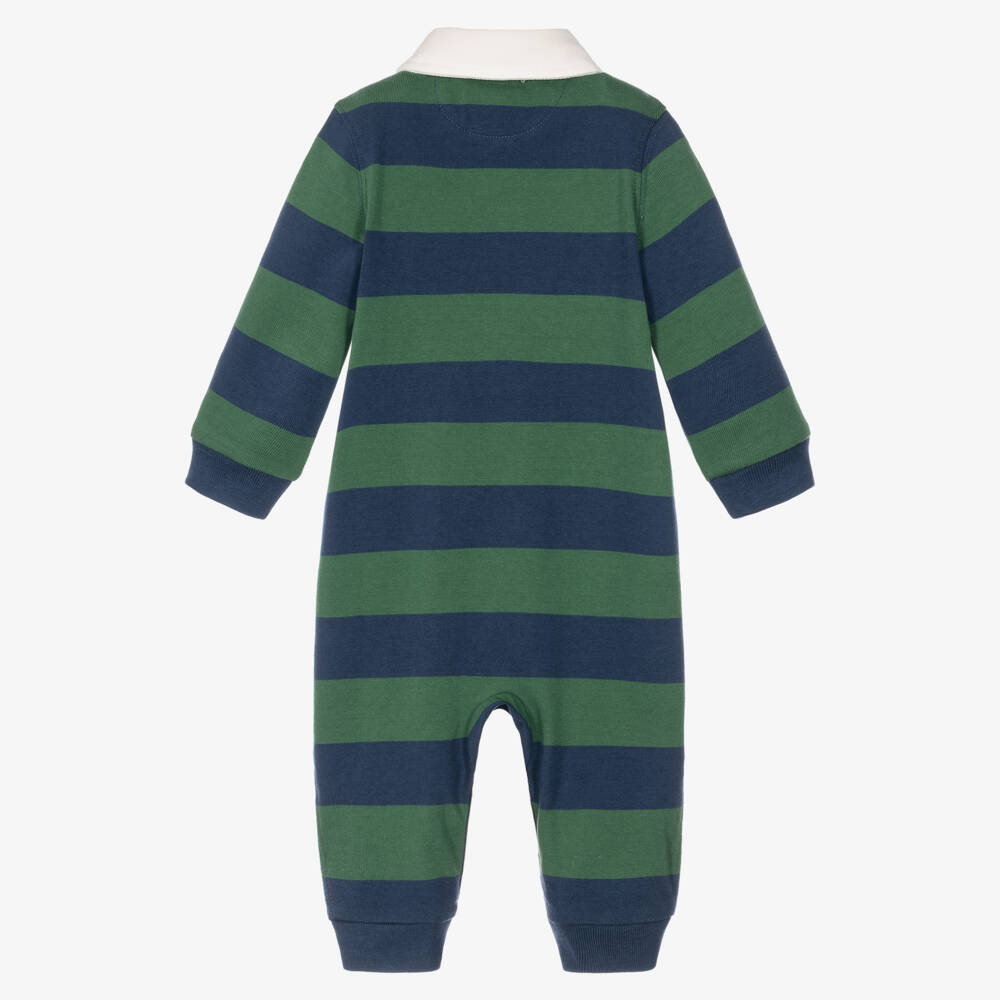 Ralph Lauren-Baby Boys Blue & Green Striped Babygrow | Childrensalon