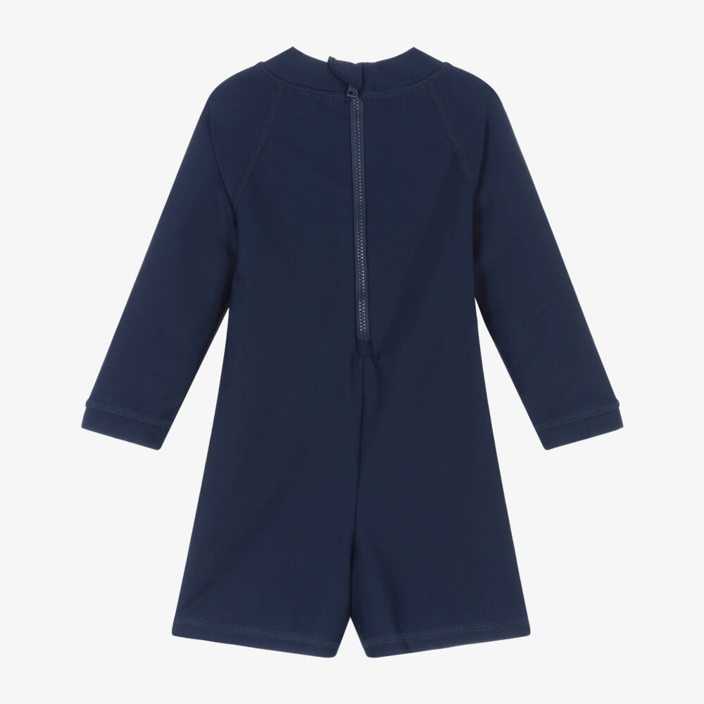 Ralph Lauren-Baby Boys Blue Polo Bear Sun Suit (UPF50+) | Childrensalon
