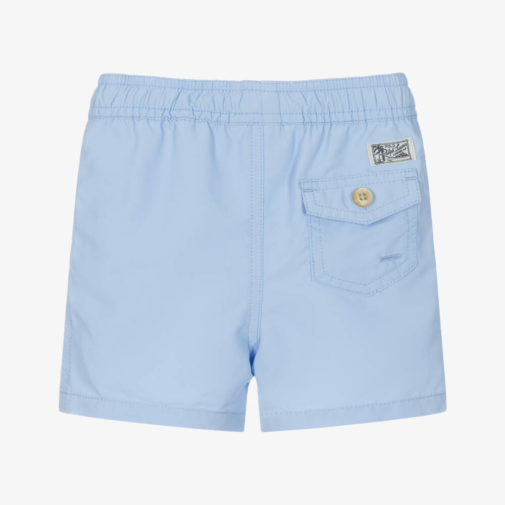 Ralph Lauren-Baby Boys Blue Pony Logo Swim Shorts | Childrensalon