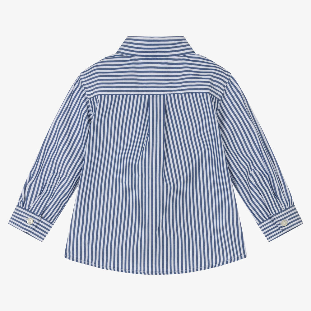 Ralph Lauren-Baby Boys Blue Striped Cotton Shirt | Childrensalon