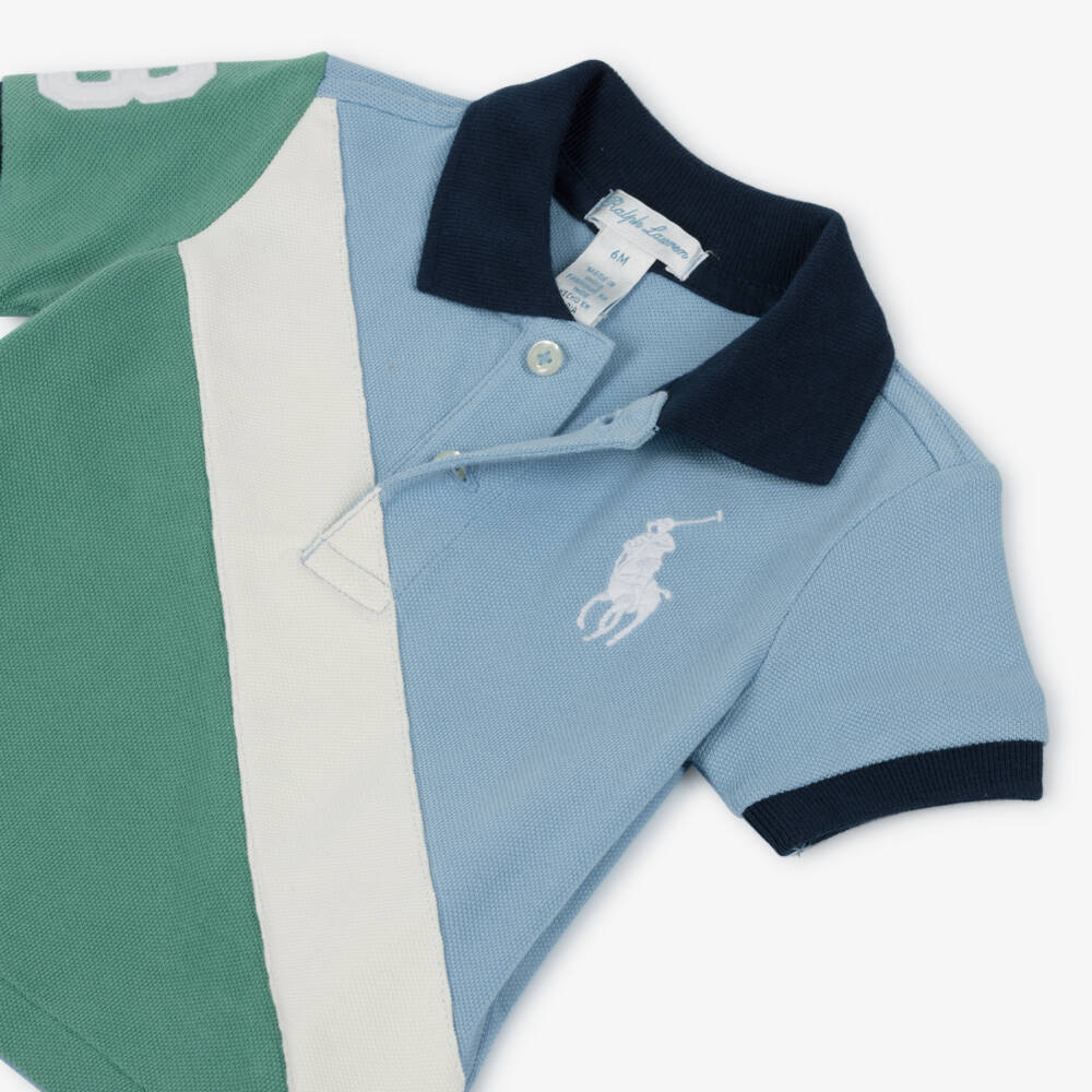 Ralph Lauren-Baby Boys Blue & White Cotton Polo Shirt & Shorts Set | Childrensalon