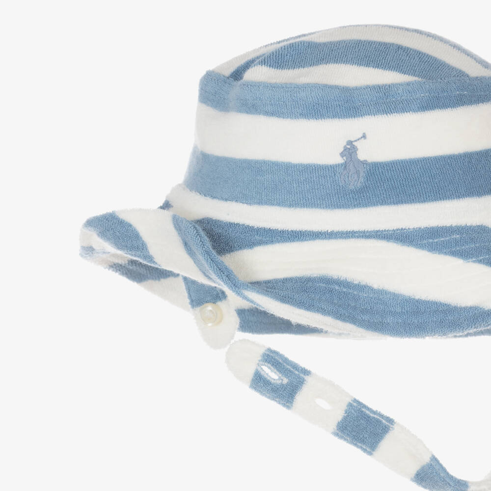 Ralph Lauren-Baby Boys Blue & White Striped Terry Towelling Shorts Set | Childrensalon