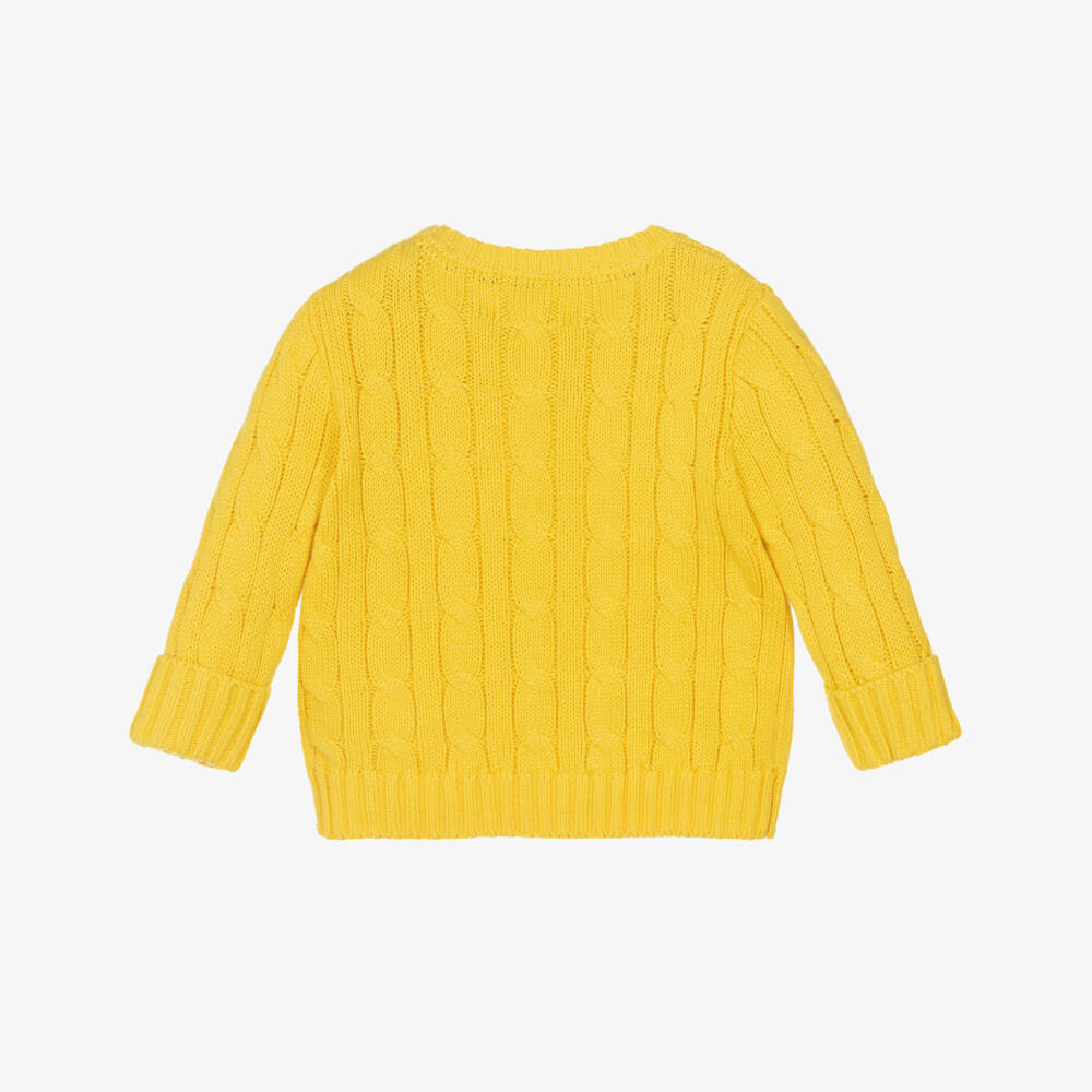 Ralph Lauren-بلوفر محبوك بشعار المهر لون أصفر فاتح للأولاد الرضع | Childrensalon