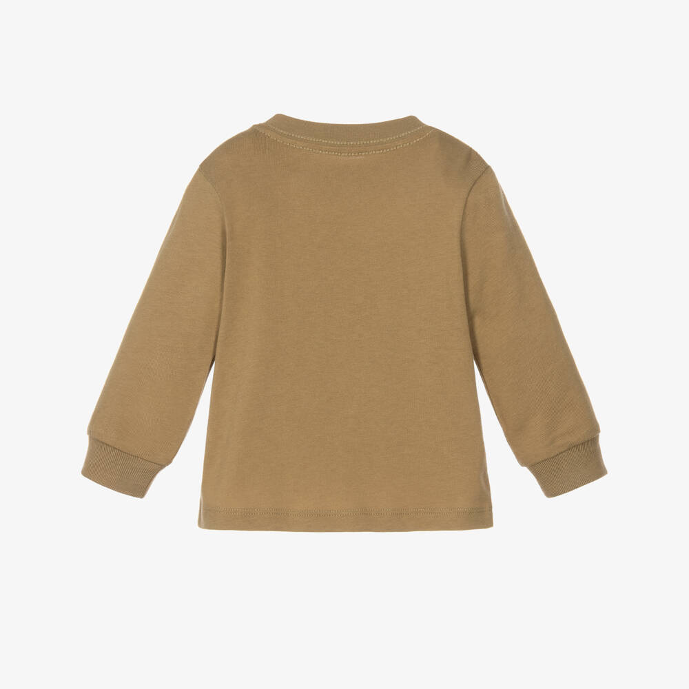 Ralph Lauren-Baby Boys Caramel Brown Long Sleeve Polo Bear Top | Childrensalon