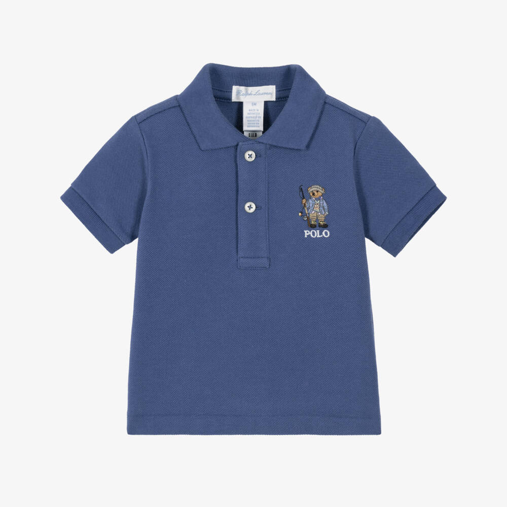 Ralph Lauren-Baby Boys Dark Blue Piqué Polo Shirt | Childrensalon