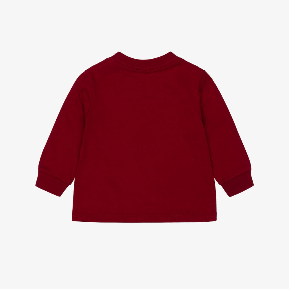 Ralph Lauren-Baby Boys Dark Red Top with Polo Bear Print | Childrensalon