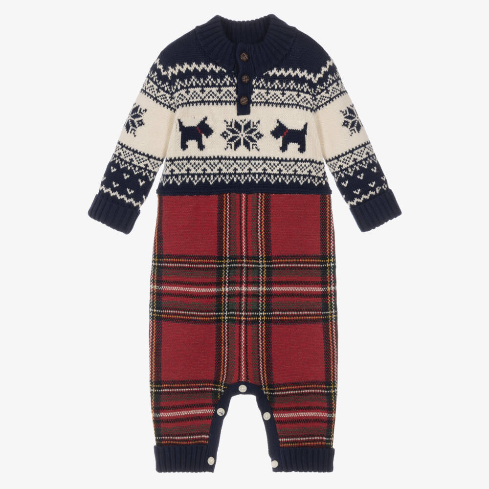 Ralph Lauren-Baby Boys Fair Isle & Tartan Babygrow | Childrensalon