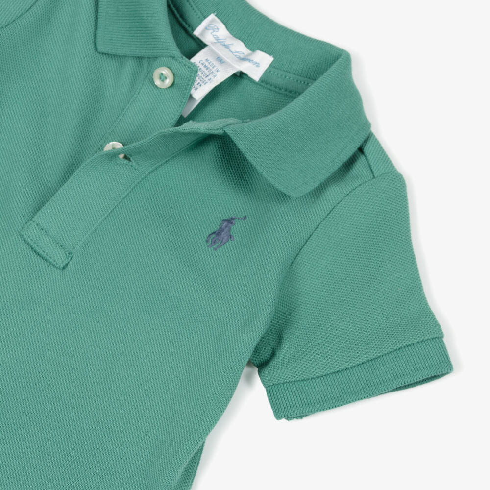 Ralph Lauren-Baby Boys Green & Blue Cotton Piqué Shorts Set | Childrensalon