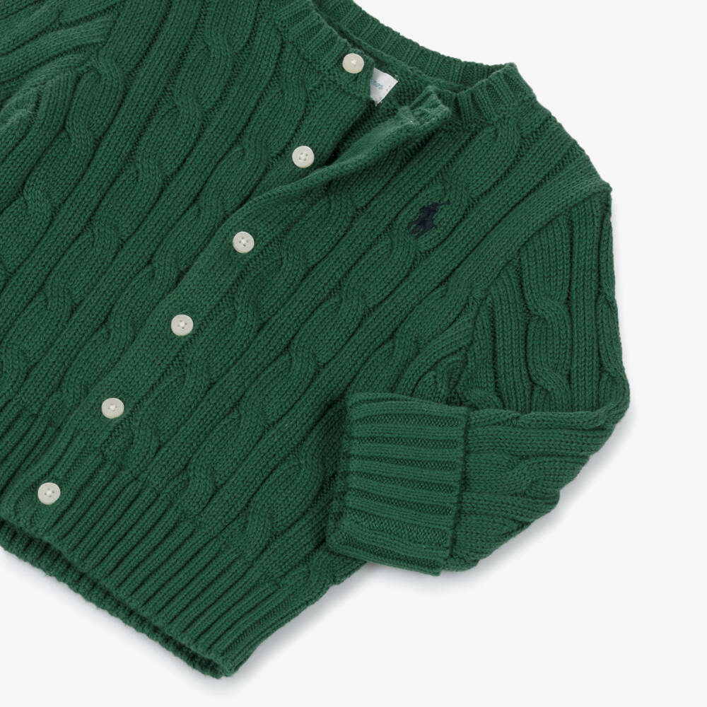 Ralph Lauren-Брючный комплект зеленый из хлопка с кабельной вязкой для малышей | Childrensalon