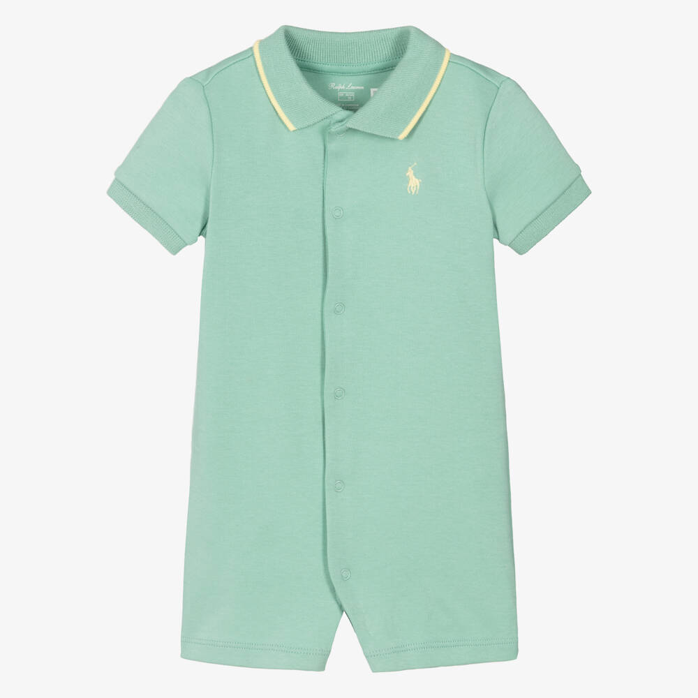 Ralph Lauren-Baby Boys Green Cotton Jersey Polo Shortie | Childrensalon