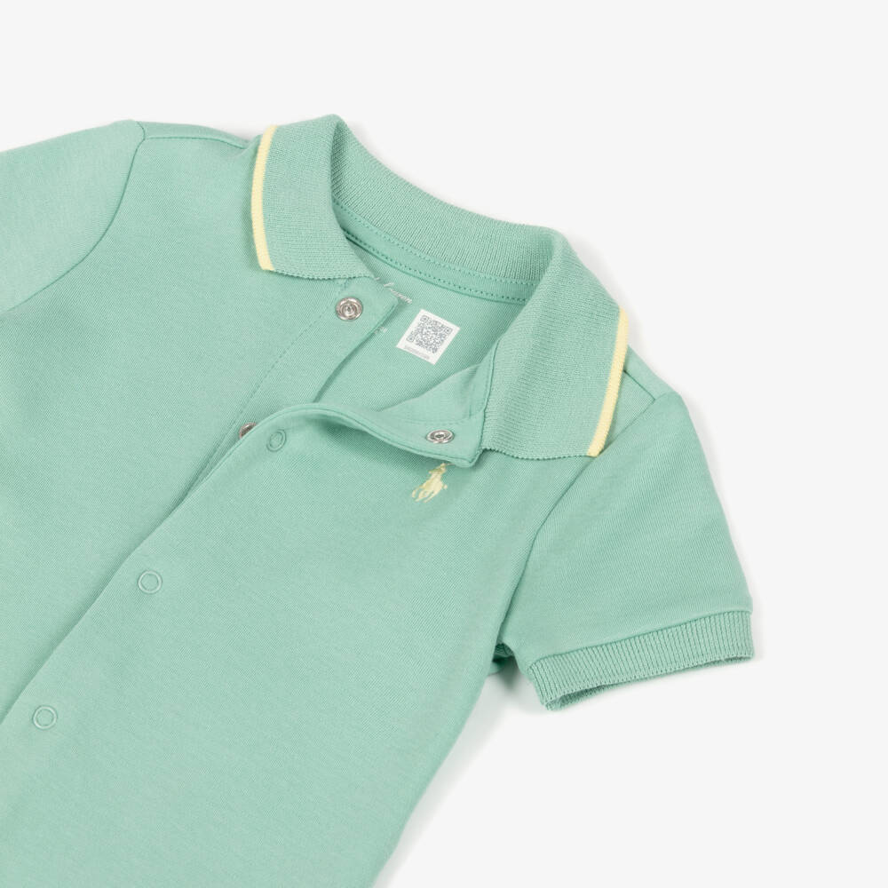 Ralph Lauren-Baby Boys Green Cotton Jersey Polo Shortie | Childrensalon