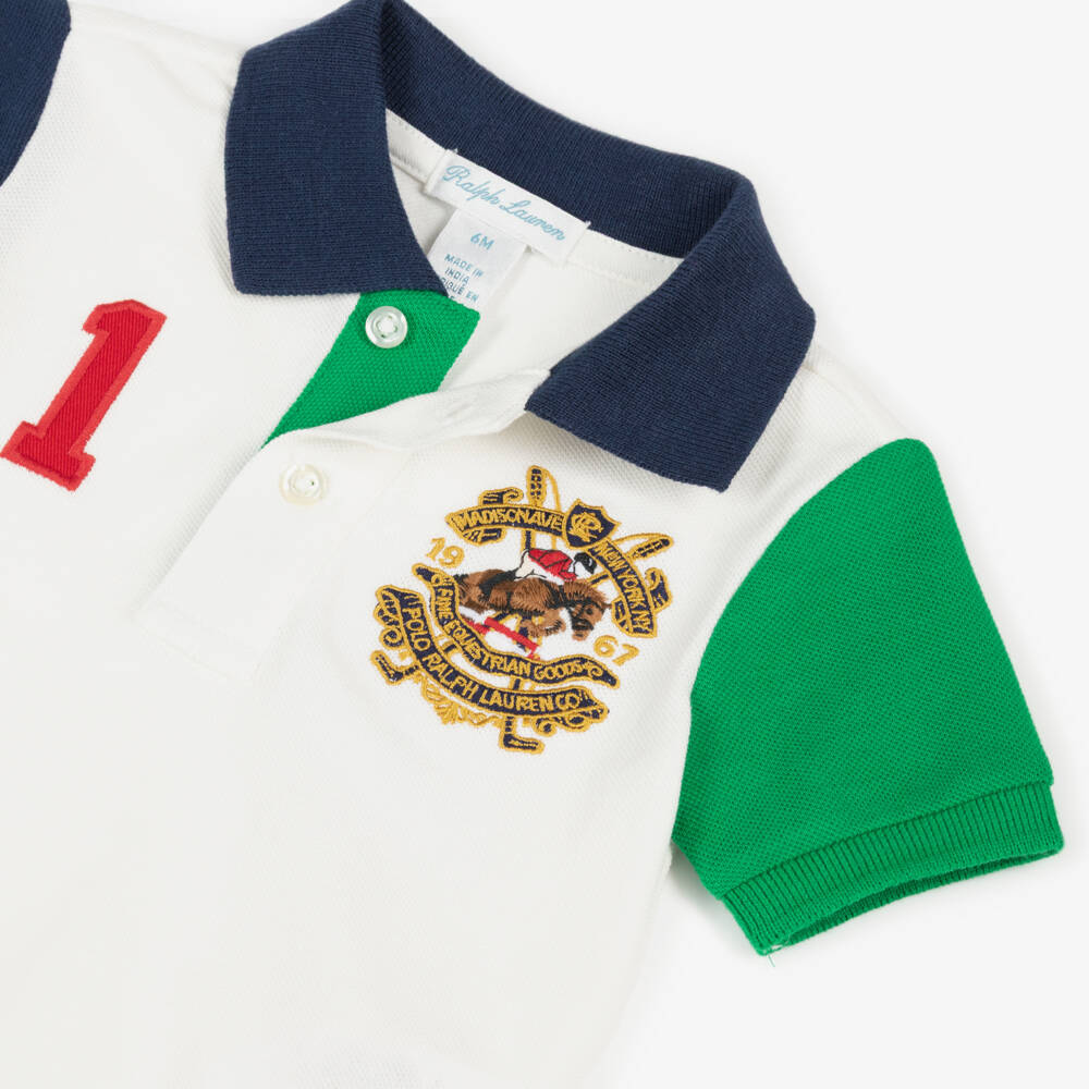 Ralph Lauren-Baby Boys Green Cotton Polo Top & Trousers Set with Crest Logo | Childrensalon